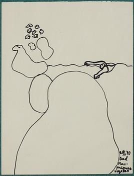 Hans Viksten, 4 framed indian ink drawings, signed and dated -70, -72, -74, -78.