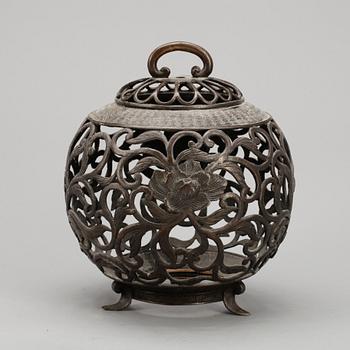 RÖKELSEKAR, brons, sannolikt Japan, 1800/1900-tal.