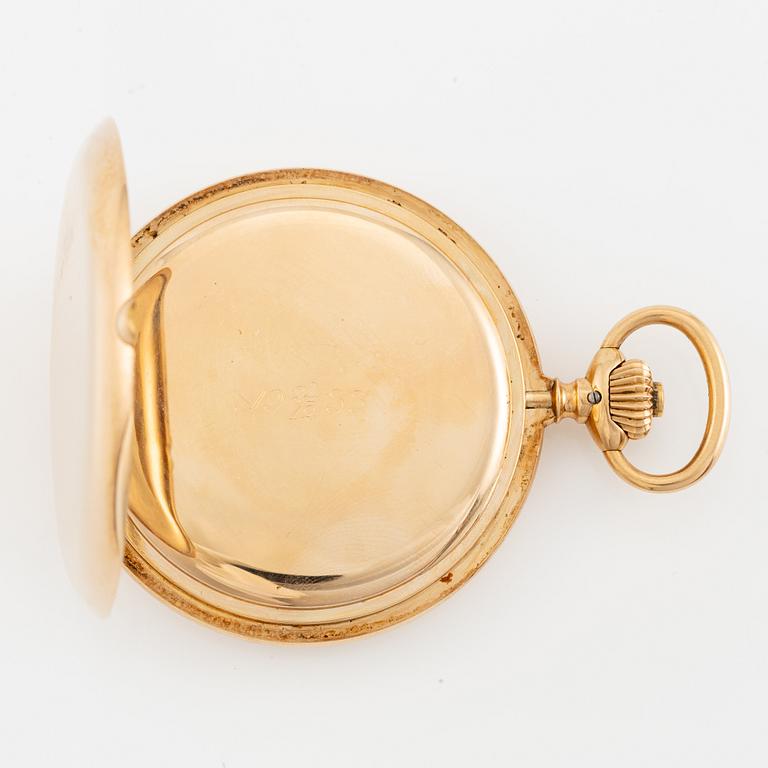 IWC, pocket watch, hunter, 14K gold, 52 mm.