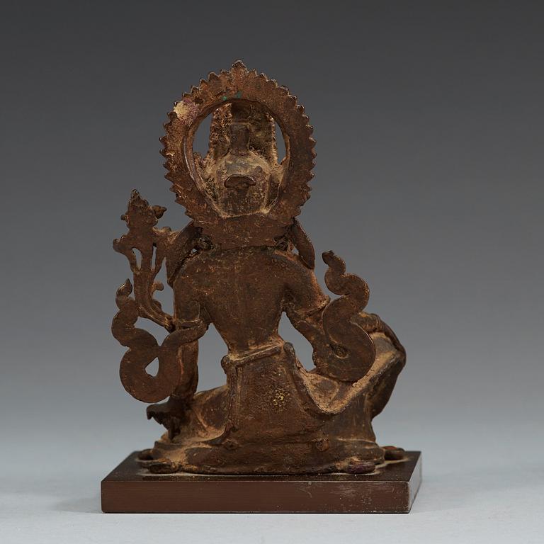 A gilt bronze figure of Indra, Nepal, 18th Century or older.