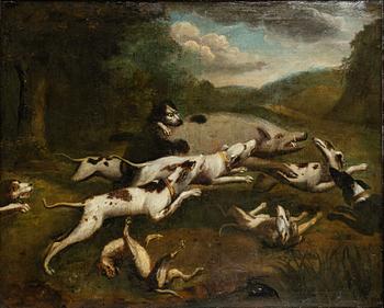 Frans Snyders, follower of, Wild Boar Hunt with Dogs, 18th century.