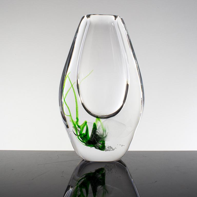A VICKE LINDSTRAND glass vase, Kosta, Sweden.
