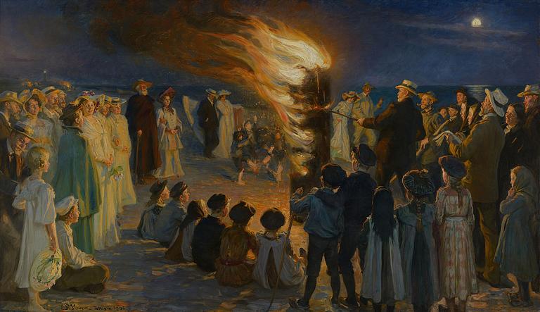 Peder Severin Krøyer, Marie Krøyer and Hugo Alfvén, composition study for "Midsummer Eve Bonfire".