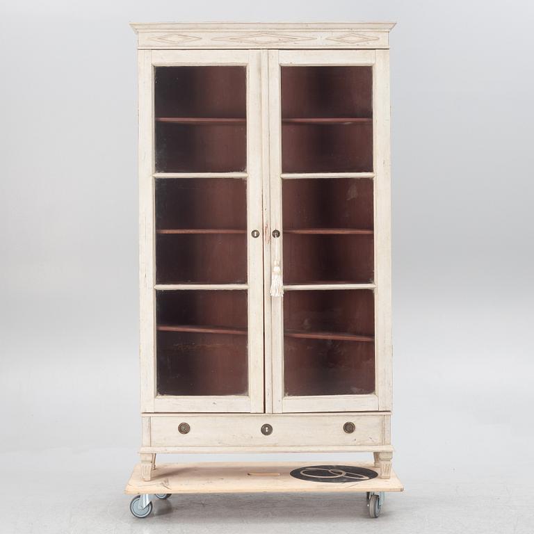 A Gustavian style display cabinet, circa 1900.