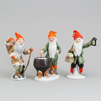 Six earthenware figurines after Jenny Nyström, late 20th century.