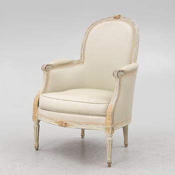 A Louis XVI bergère, late 18th Century.
