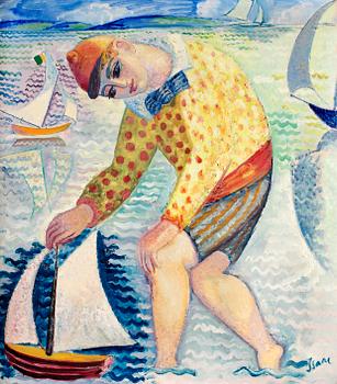 99. Isaac Grünewald, "Gosse med segelbåt" (Boy with sailing boat).