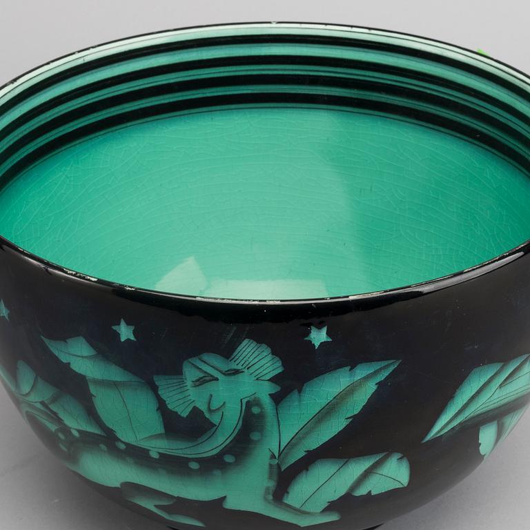 ILSE CLAESSON, "Serie V", bålskål, flintgods. Rörstrand 1930-tal.