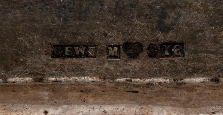 BRICKA samt GRÄDDKANNA, silver, rokokostil. GEWE Malmö 1949 resp otydl mästarstämpel Stockholm 1847. Tot ca 450 g.