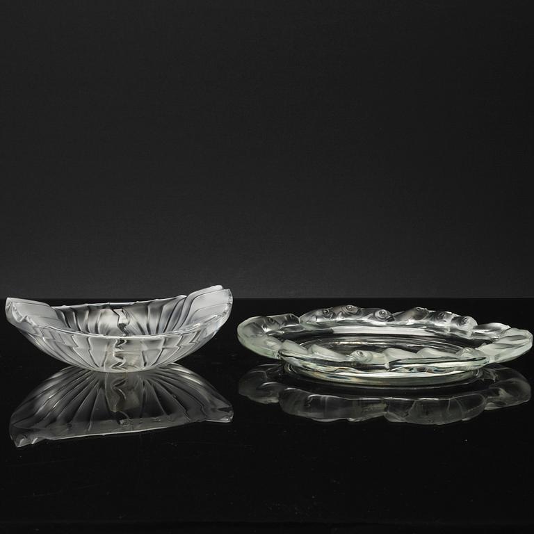 2 pcs of glass dish, Lalique,