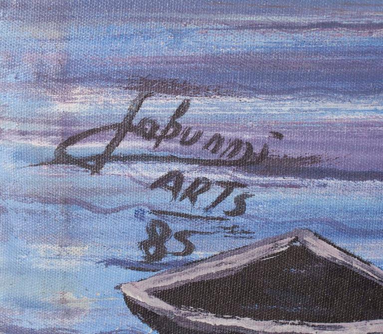 TUNTEMATON TAITEILIJA, 2 kpl, öljy kankaalle, signeerattu ja päivätty Fabunmi Arts -85. Länsi-Afrikka.