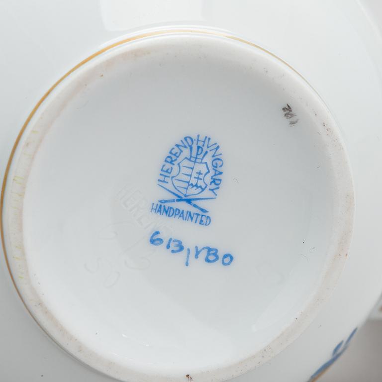 A Herend Queen Victoria VBO porcelain coffee set and two trinket boxes, totally 19 pieces, Hungary.