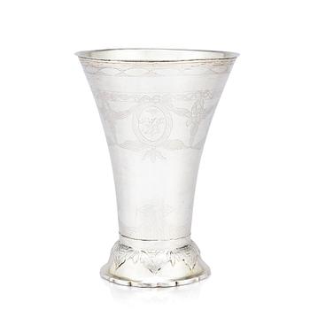 179. A Swedish 18th century parcel-gilt silver beaker, mark of lars Löfvgren, Hudiksvall (1797-1853).