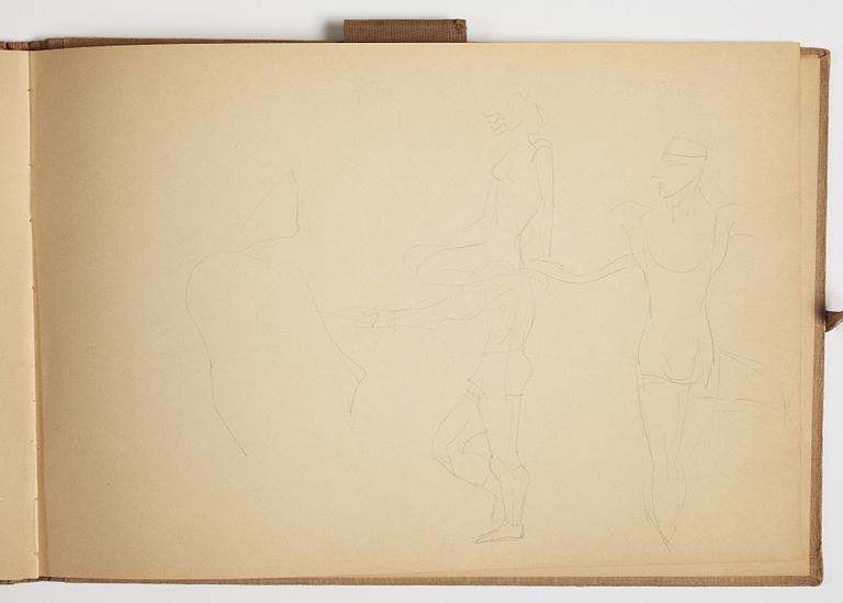 GÖSTA ADRIAN-NILSSON, sketchpad, 1920/30's, by the artist's own hand inscribed GAN with indian ink on the cover.