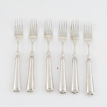 A Norwegian Silver Fish Cutlery Set, mark of David Andersen, Norway, also with Swedish import stamp (12 pieces).