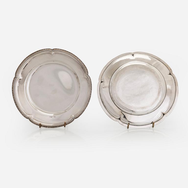 Sokerikkopari, vadit ja sirotinlusikat, hopeaa, JE Torsk, Tukholma 1902.