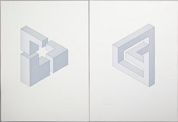 Oscar Reutersvärd · OSCAR REUTERSVÄRD, 2 st, litografier, signerade, numrerade XI/XXX.