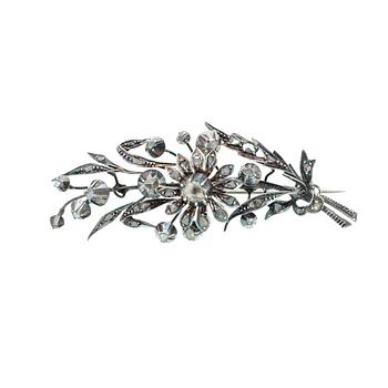 Silver brooch with rose-cut diamonds, second half of the 19th century.