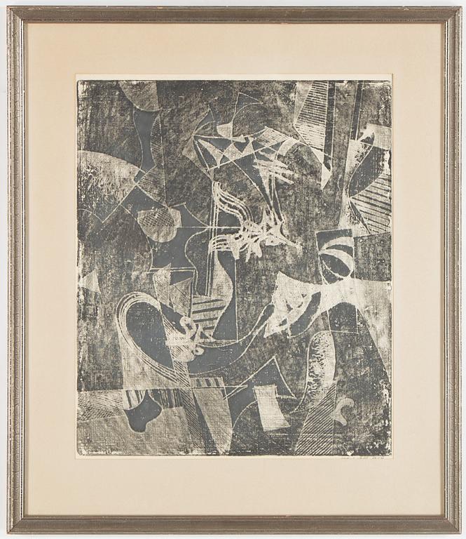 ENDEL KÖKS, a colour lithograph, signed and dated 1958.