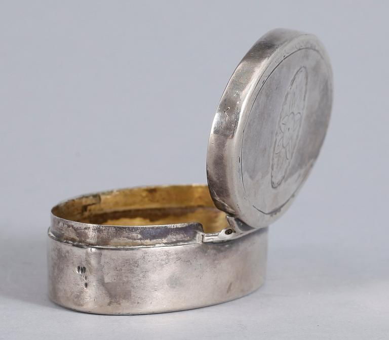 SNUSDOSA, silver, Sven Granbeck, Västervik 1801. Vikt ca 90 gram.