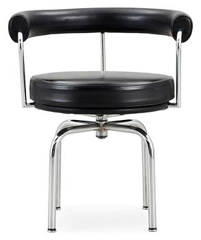 A Le Corbusier, Pierre Jeanneret & Charlotte Perriand black leather and chromed steel 'LC-7' chair, Cassina, Italy.