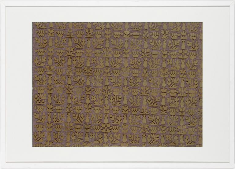 CARL MALMSTEN, del av schablon för mönstret "Campagna" för screentryck på textil, 1900-talets mitt.