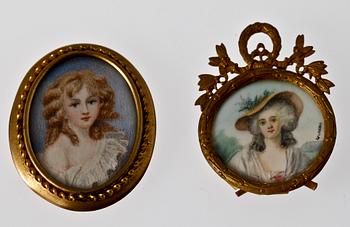 PARTI MINIATYRPORTRÄTT, 9 st, omkring 1900-1900-talets första hälft.