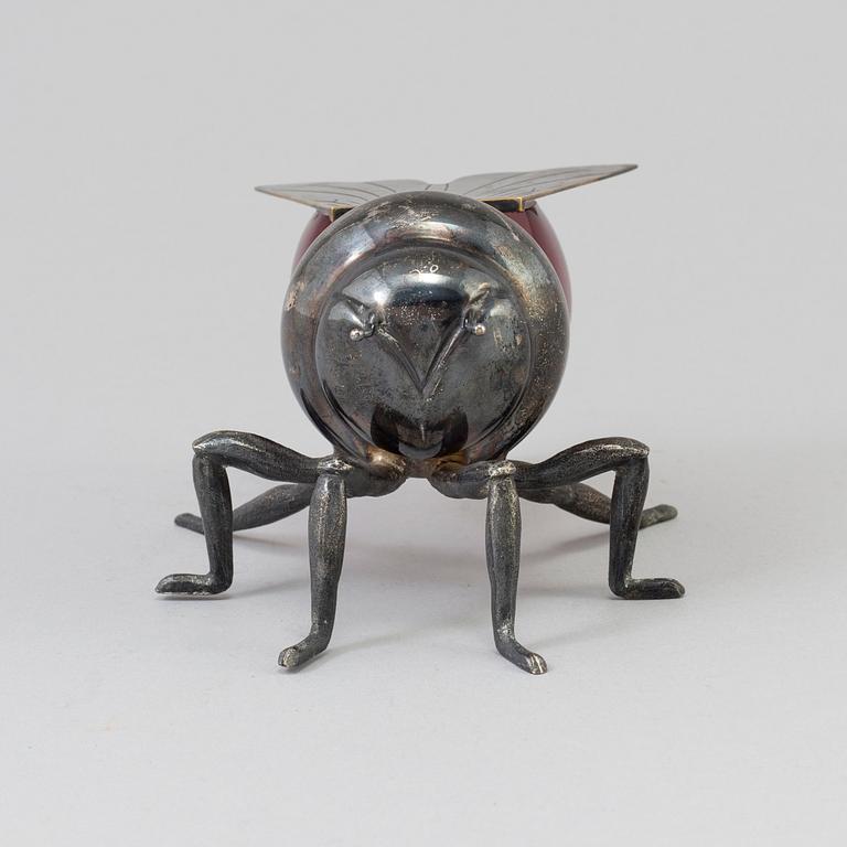 a silver and glass honey jar, possibly bt Mappin & Webb England.