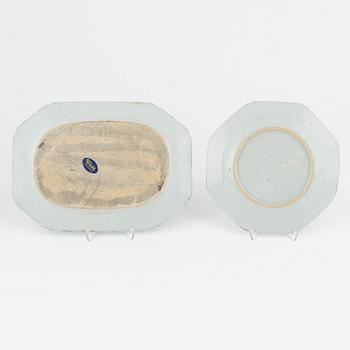 Stekfat samt tallrikar, 4 st, porslin, Kina, Qianglong (1736-95).