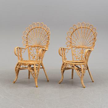 a pair of rattan armchairs, second half of the 20th century.