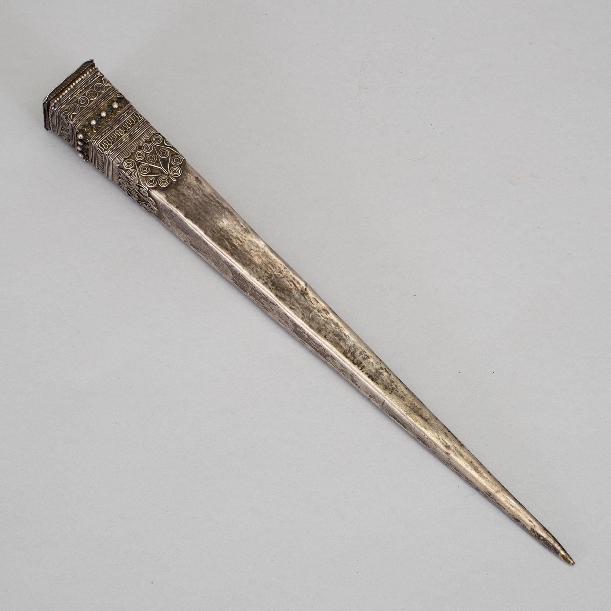 Silver Hairpin and Dagger, silver and bone, Hmong hill tribe, Laos/Burma, late 19th early 20th century.