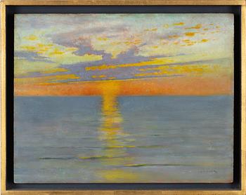 August Hagborg, olja på pannå, signerad.