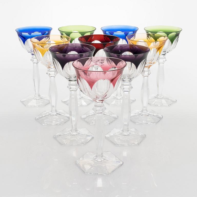 A set of ten crystal wine glasses, mid 20th century.