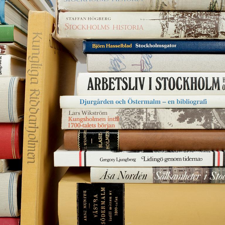 BOKPARTI OM STOCKHOLM, 29 vol, bla "Boken om Gamla stan" av Åke Ohlmark, 1953.