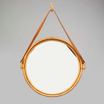 A 1960s rattan frame mirror , possibly Ikea.