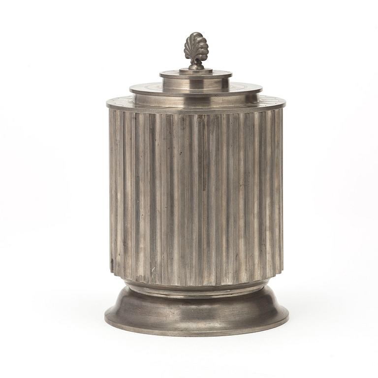 Ivar Johnsson, a pewter tobacco jar, Astrid M Aagesen, Hälsingborg, Sweden 1935.