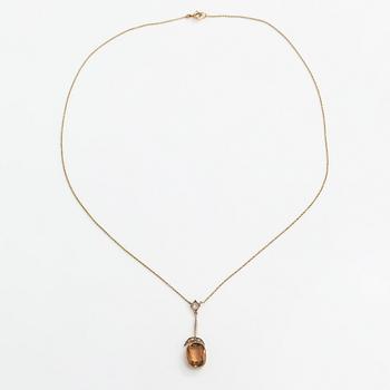Halsband, 18K och 14K guld, gammal- och rosenslipade diamanter och turmalin. Kultateollisuus, Åbo.