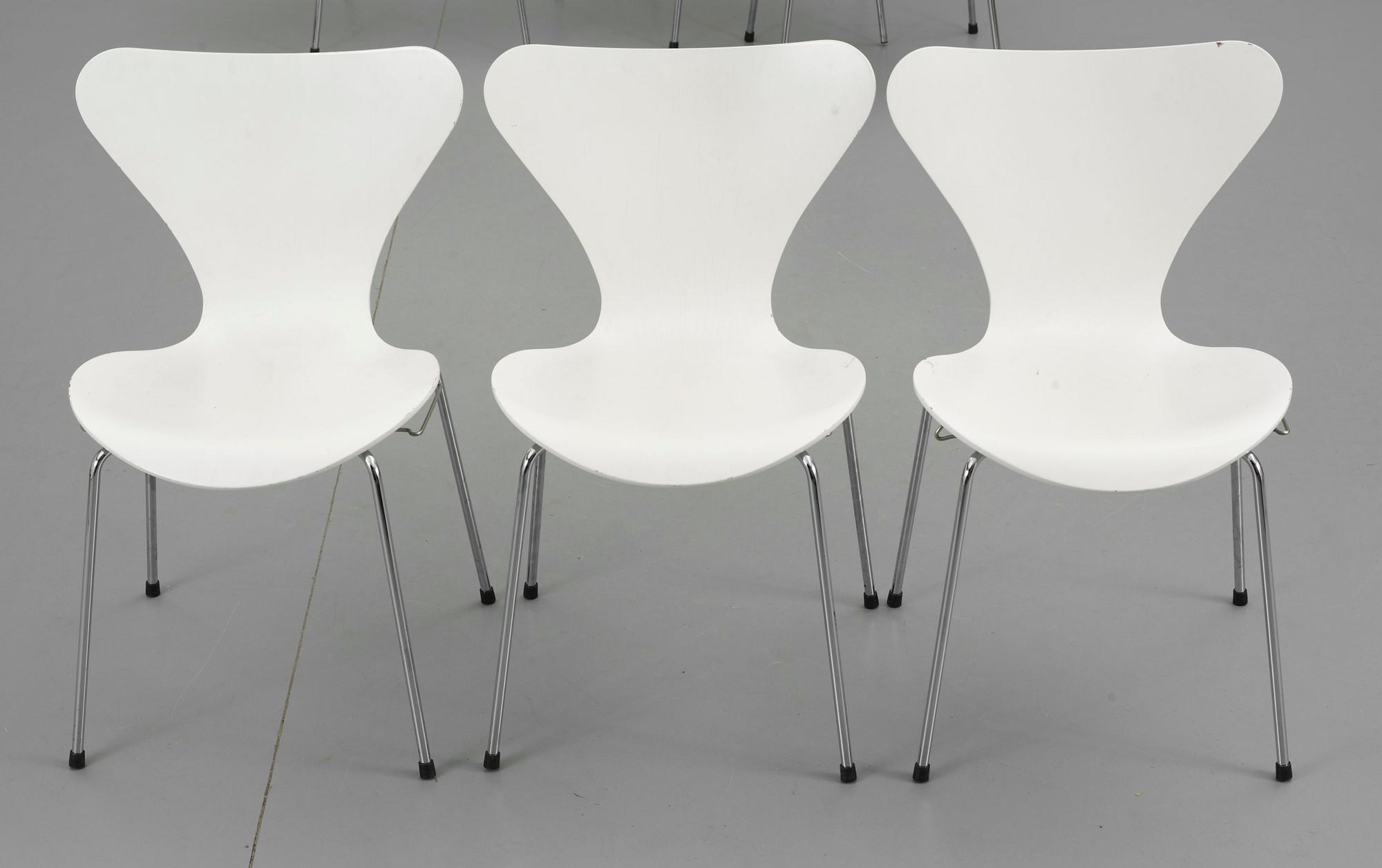 STOLAR, 10 st. "Sjuan", Arne Jacobsen, Fritz Hansen.