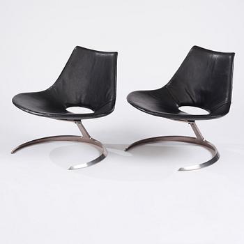 Preben Fabricius & Jørgen Kastholm, a pair of 'Scimitar' easy chairs, Ivan Schlechter, Copenhagen, ca 1962.