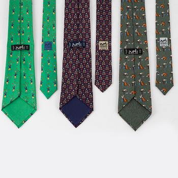 Hermès, three silk ties.