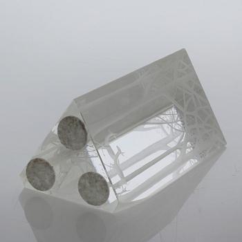VICKE LINDSRAND, glas, objekt, "Prisma", Kosta, signerad, 1960-tal.