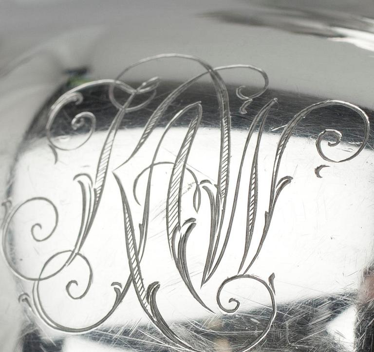 KAFFESERVIS, 4 delar, 813 silver, nyrokoko, Auran Kultaseppä Oy Åbo 1948/49. Vikt 1362 g.