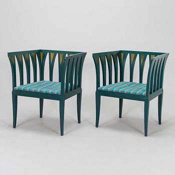 Eliel Saarinen, möblemang, 5 delar, "Blue suite" för Adelta, Finland 1980-tal.