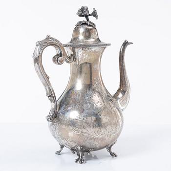 Frans Holm, coffee pot and cream jug, silver, Vadstena, 1877-79.