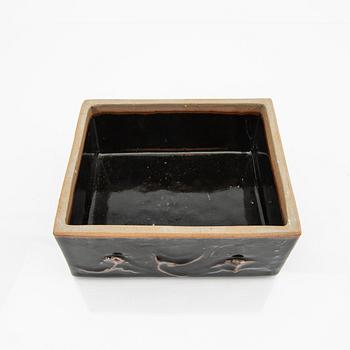 A glazed stone ware box.