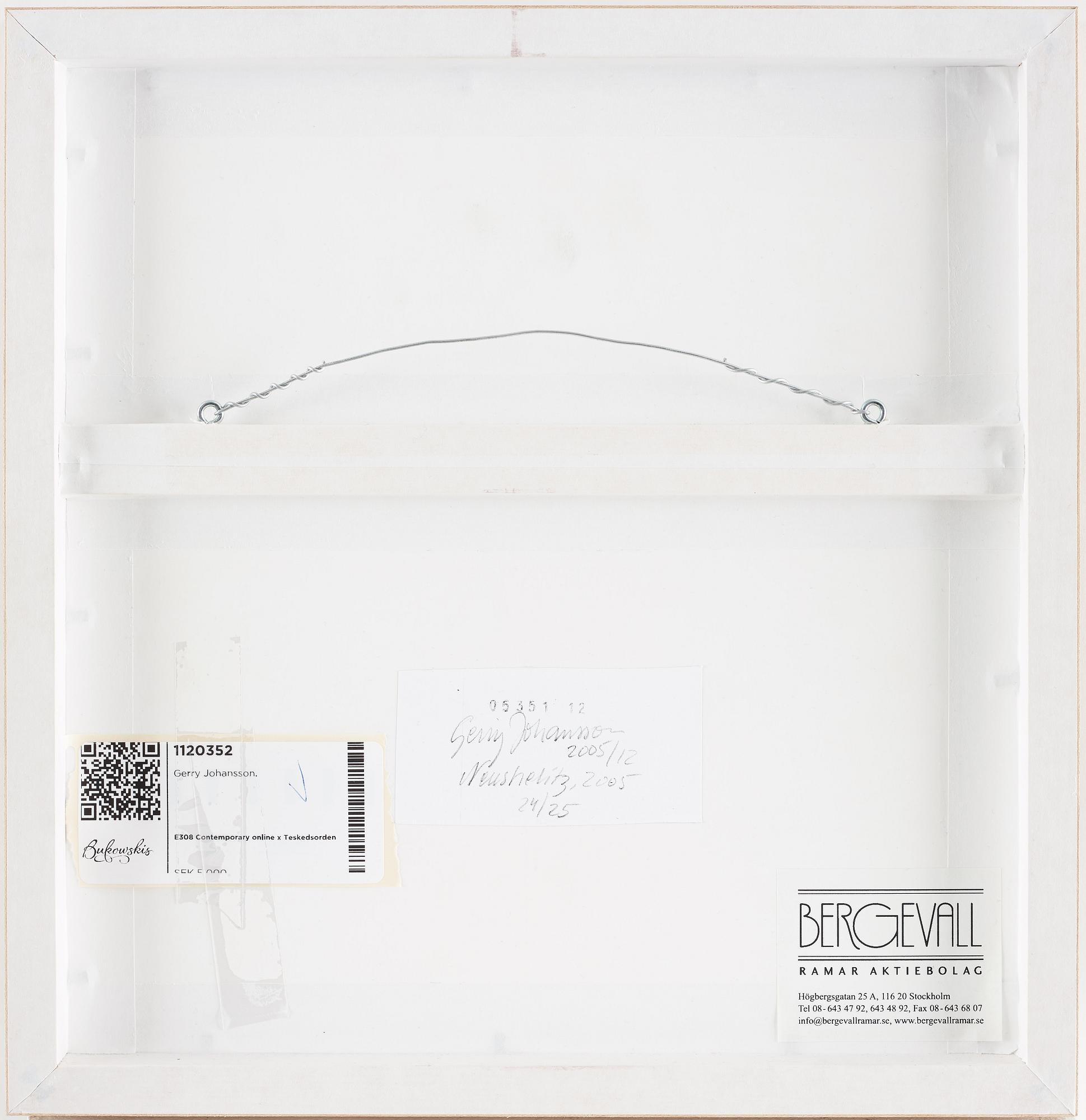 GERRY JOHANSSON, gelatin silver print signed and numbered 24/25 on verso.