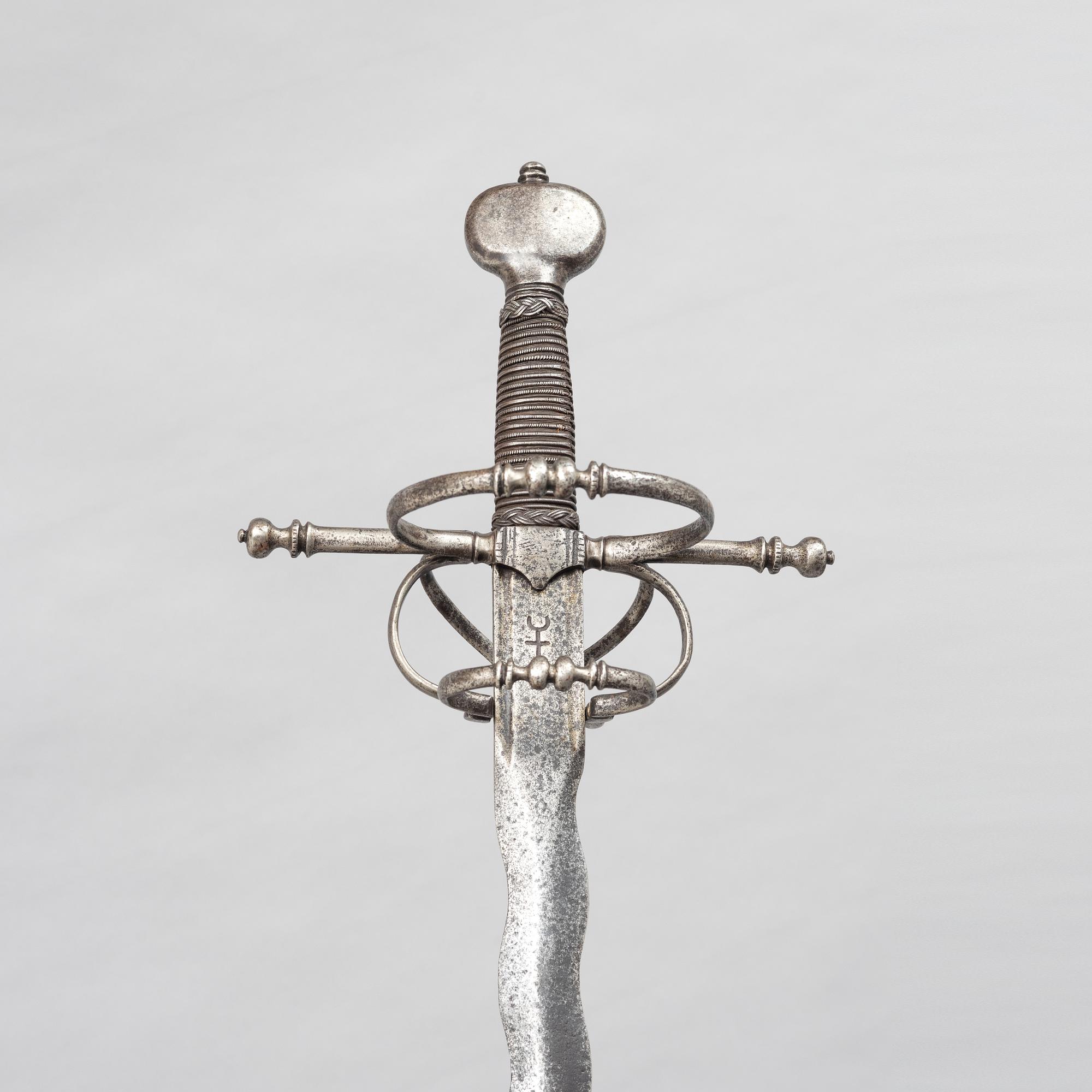 A flame bladed rapier, late 16th century, probably Germany.