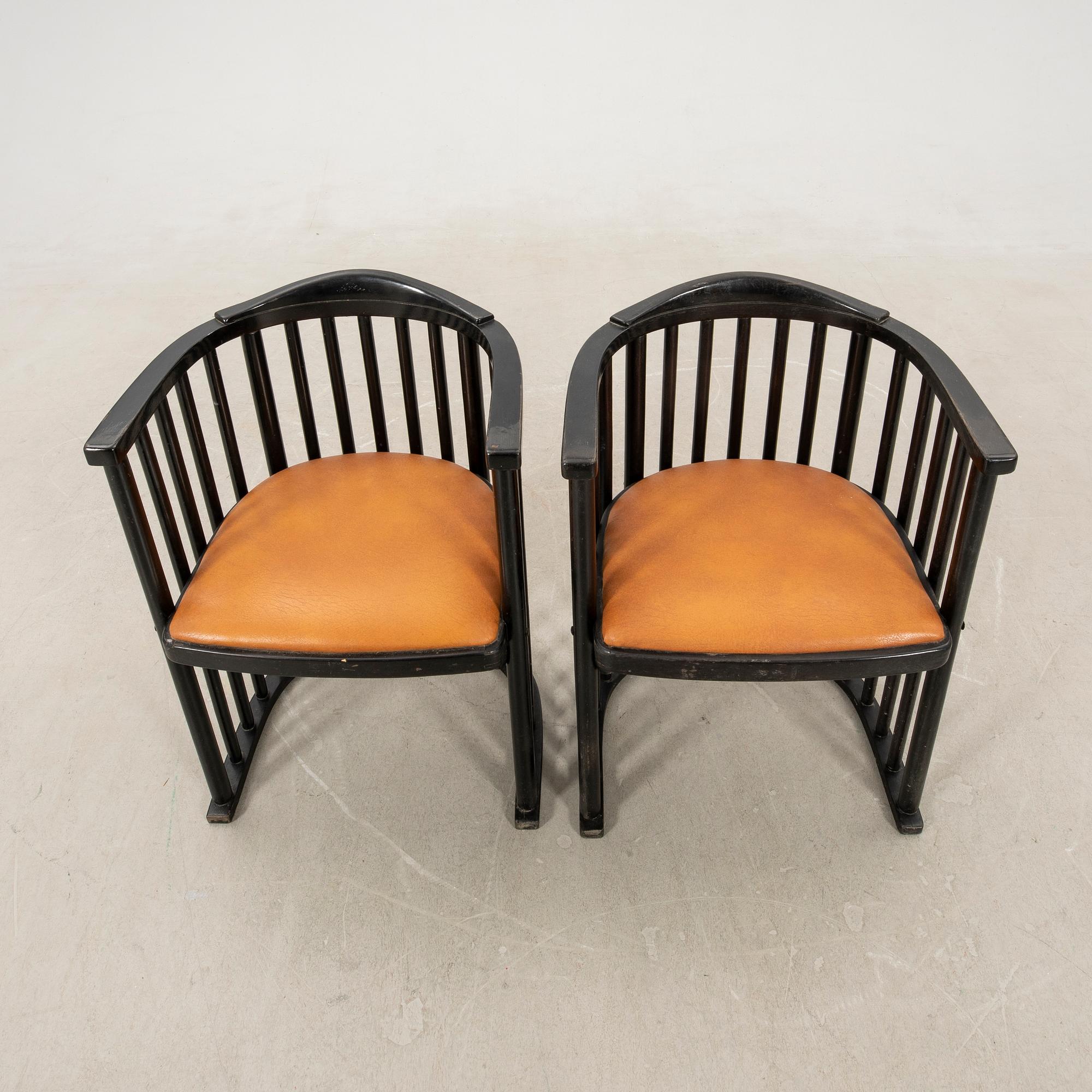 Josef Hoffmann, armchairs a pair attributed to the first half of the 20th century.