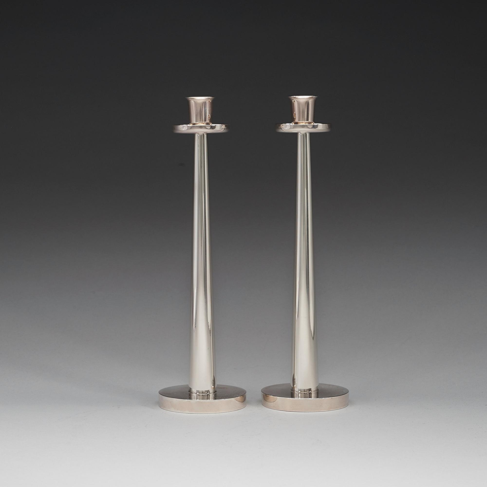 A pair of Åke Strömdahl sterling candlesticks, Stockholm 1956.