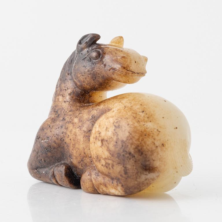 A nephrite sculpture of a horse, China, 20th Century.